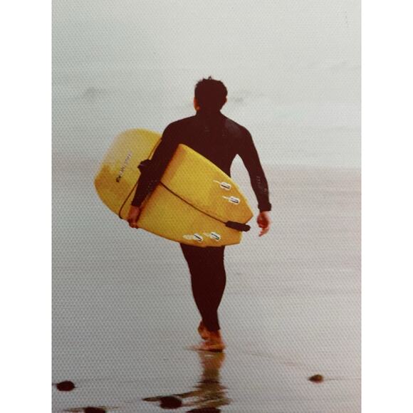 Pair Coastal Vinyl Canvas Prints Wall Art Giclee 8"x10" Surfer Seaside - Picture 3 of 5